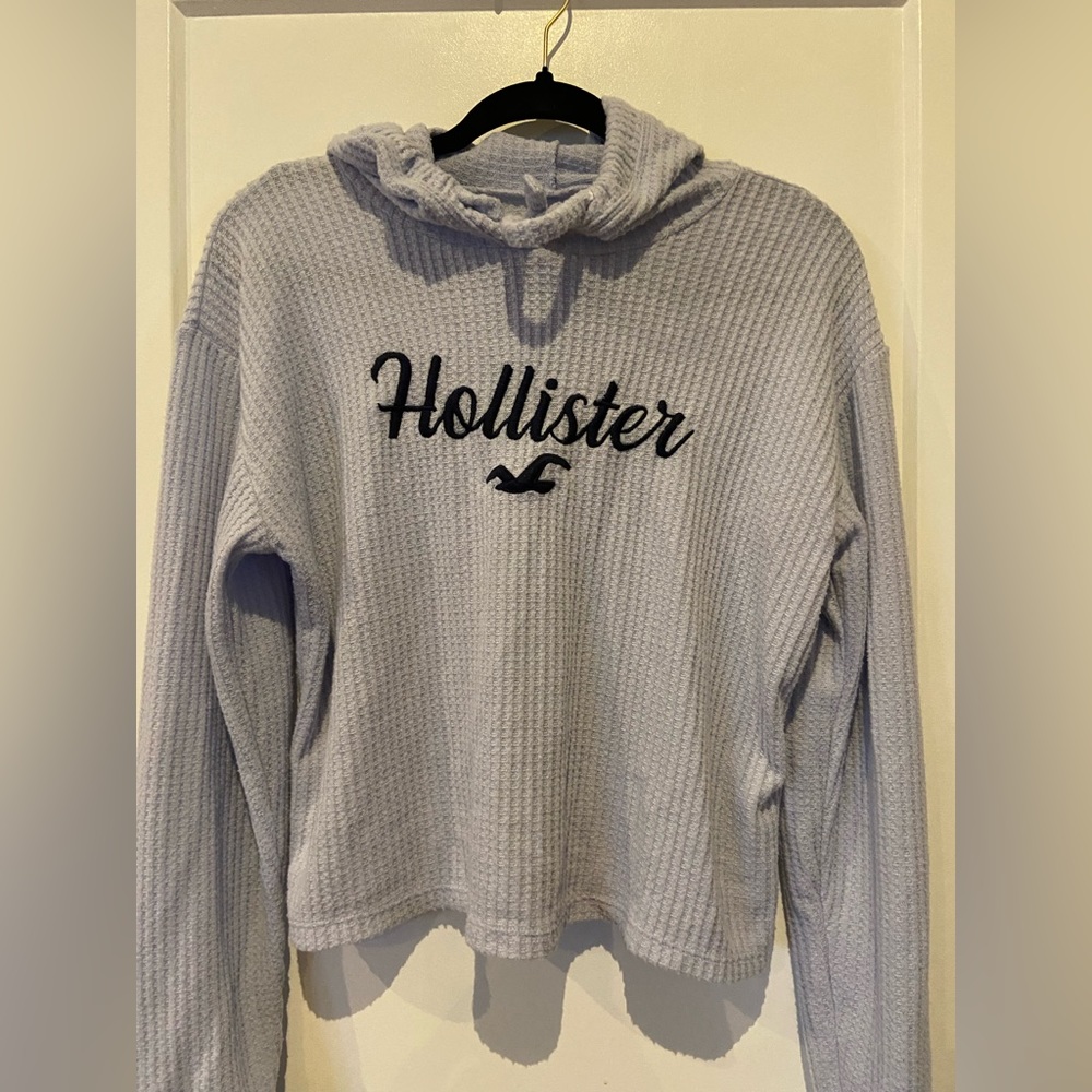 Hollister Waffle Hoodie Light Blue 
Size S
$10